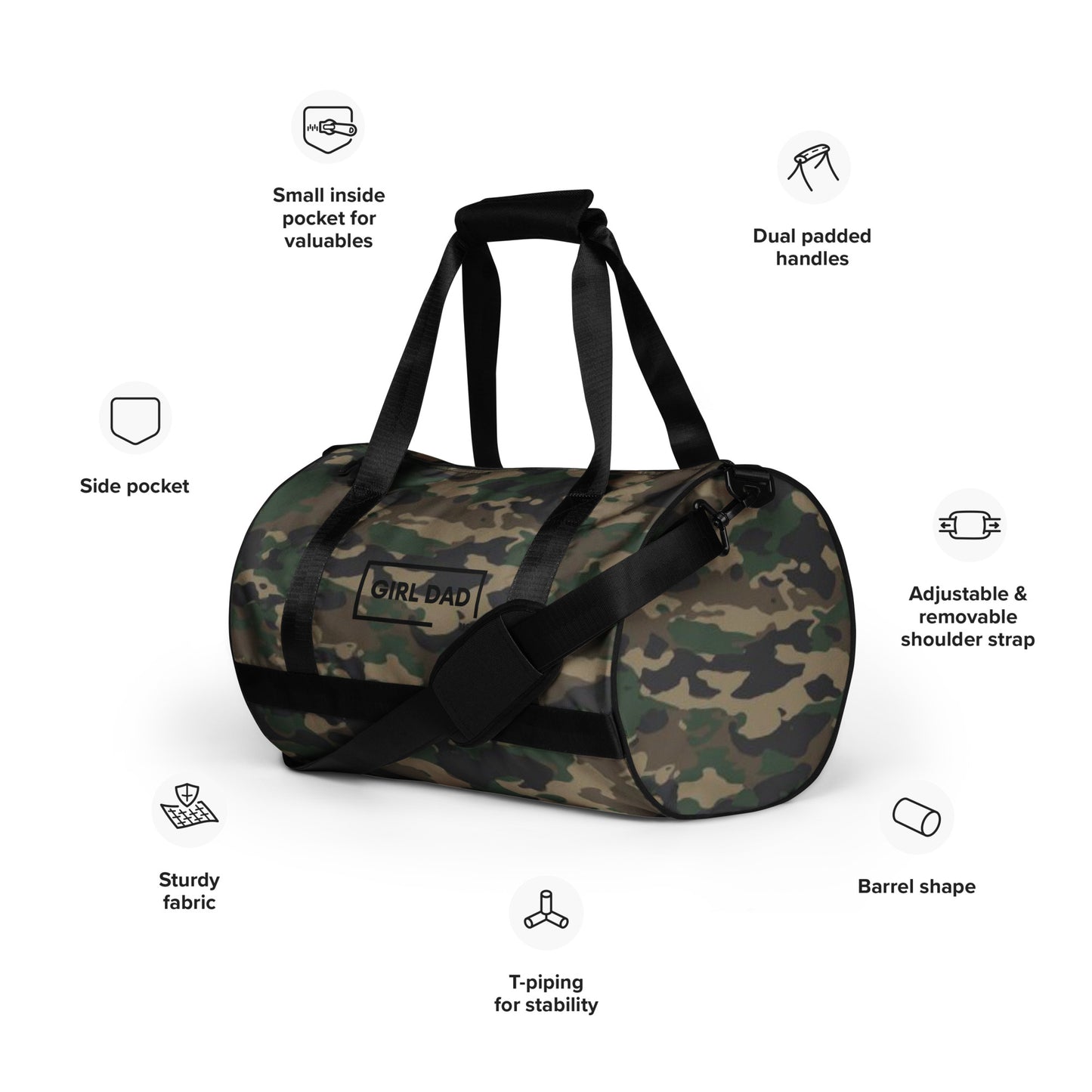 Girl Dad USA - Camo Print Gym Bag