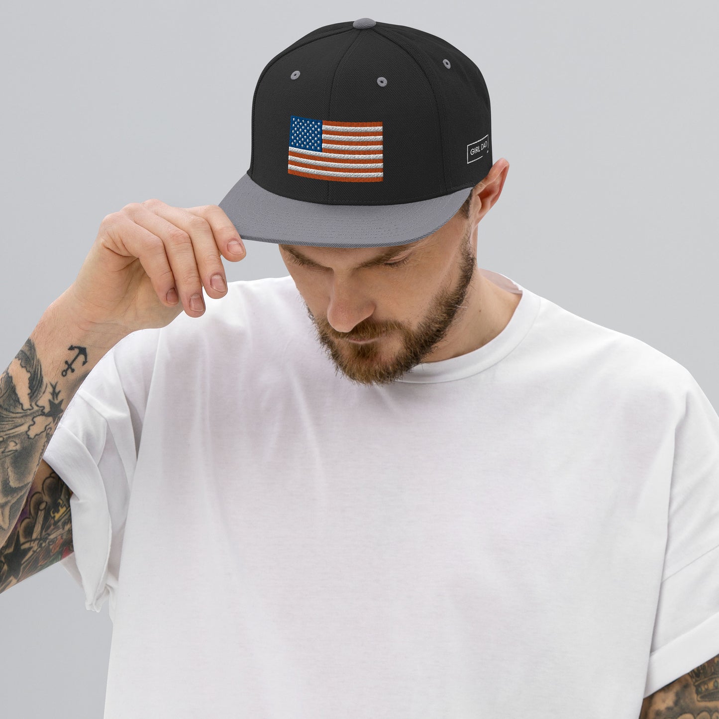 Girl Dad USA - Classic Non-Mesh American Flag Snapback Hat