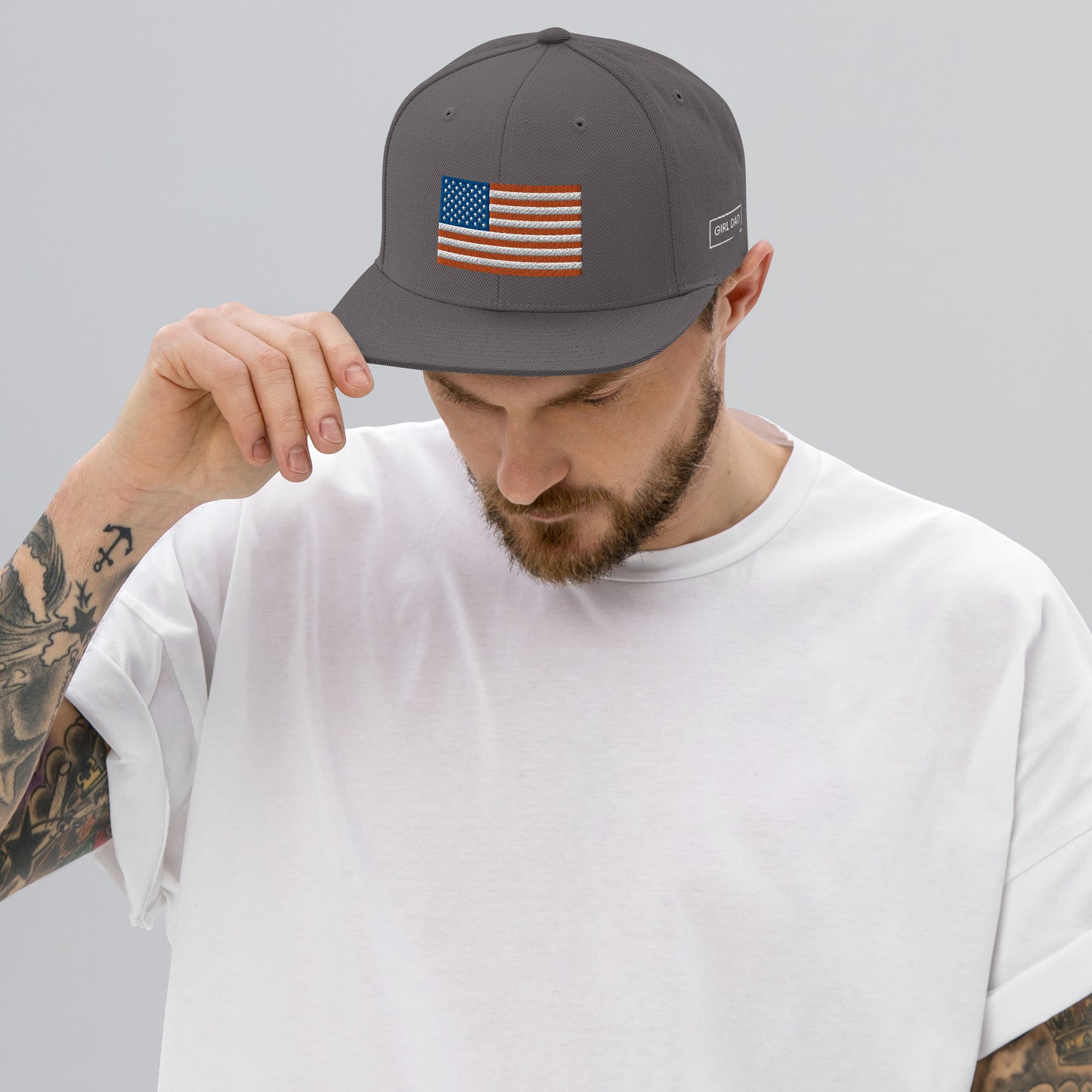 Girl Dad USA - Classic Non-Mesh American Flag Snapback Hat