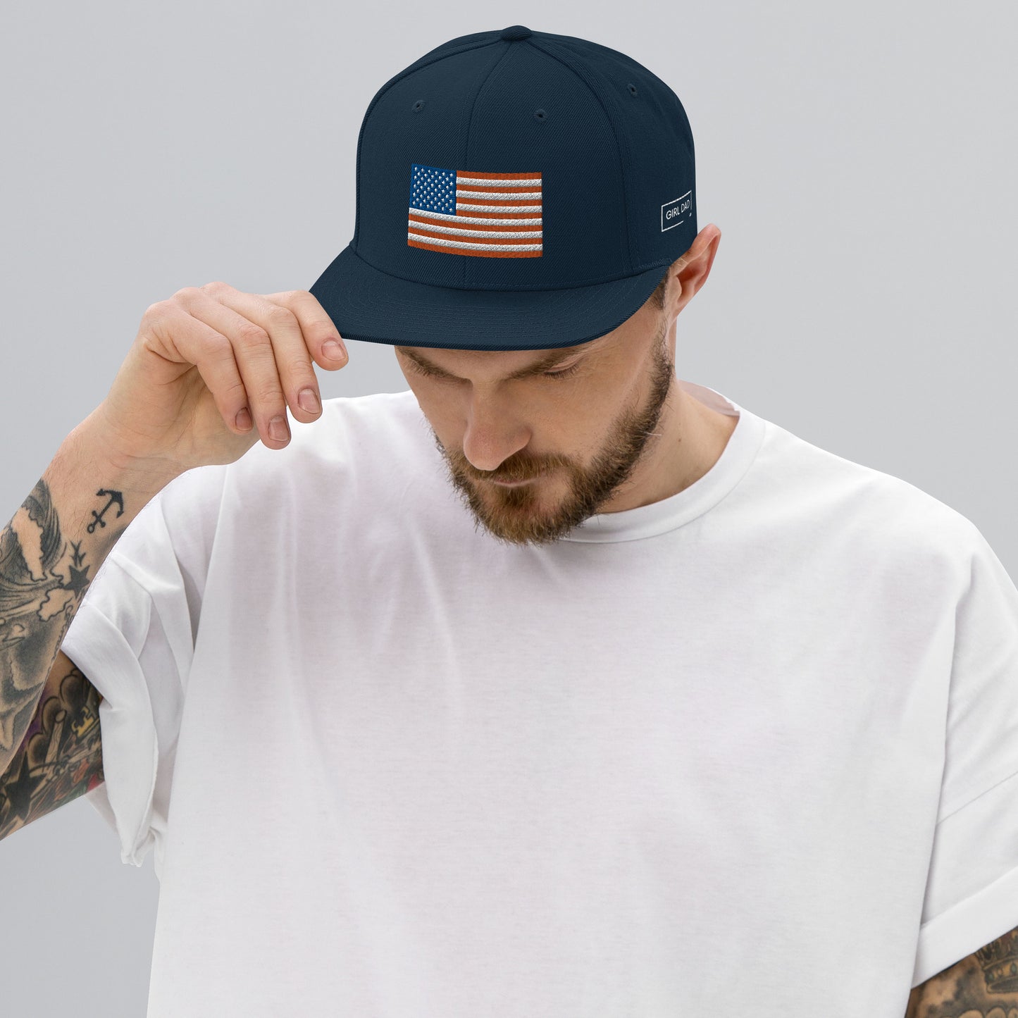 Girl Dad USA - Classic Non-Mesh American Flag Snapback Hat