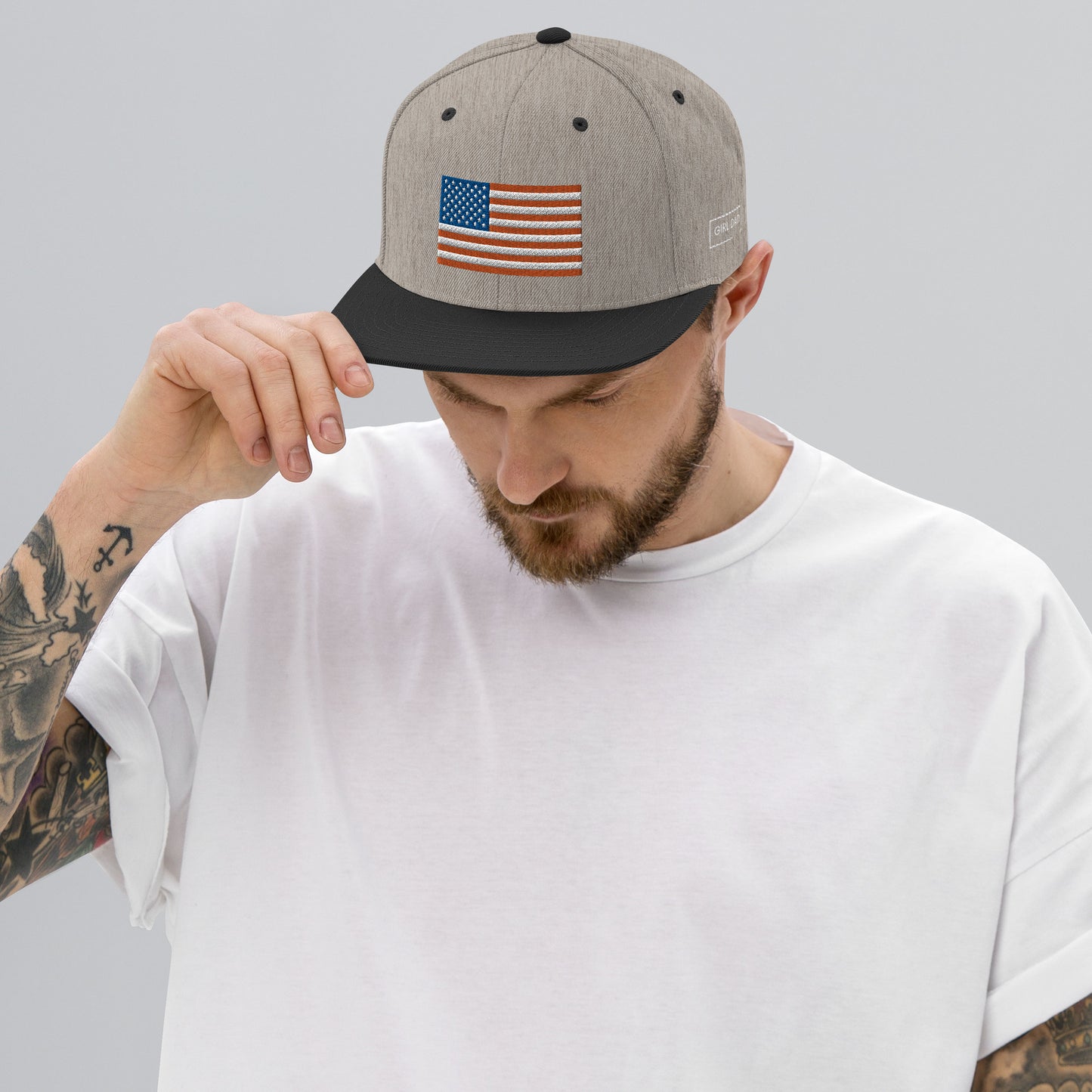 Girl Dad USA - Classic Non-Mesh American Flag Snapback Hat