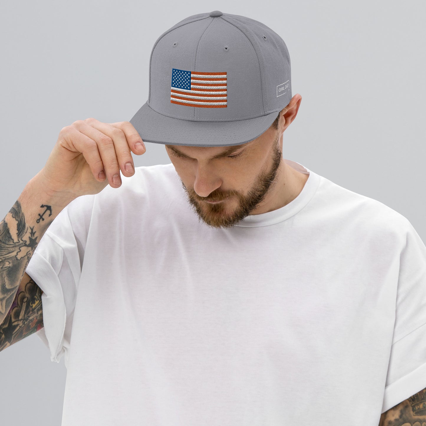 Girl Dad USA - Classic Non-Mesh American Flag Snapback Hat