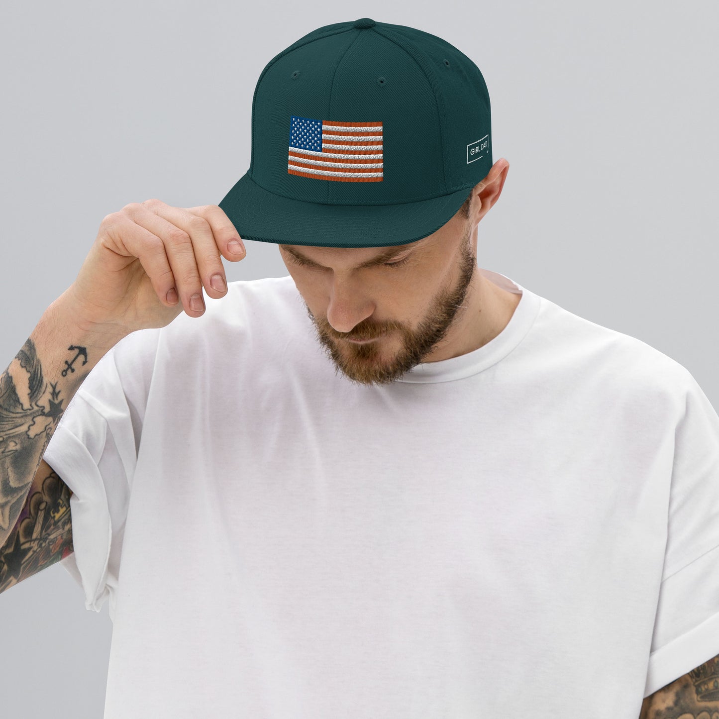 Girl Dad USA - Classic Non-Mesh American Flag Snapback Hat