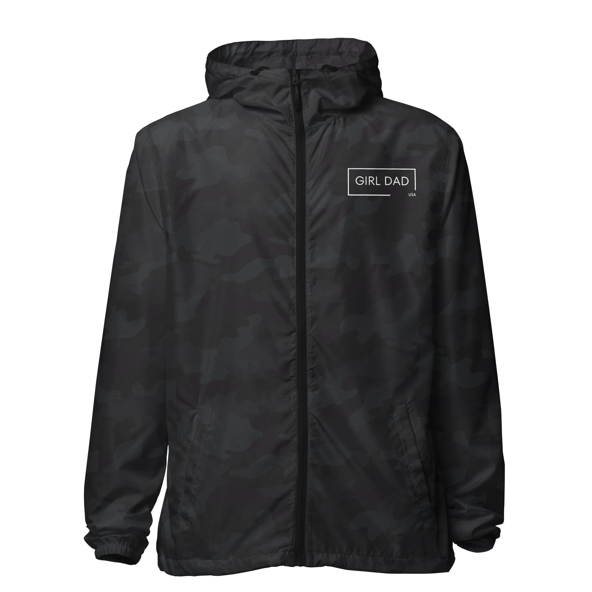 Girl Dad USA - Lightweight Dark Zip Up Windbreaker - Girl Dad USA