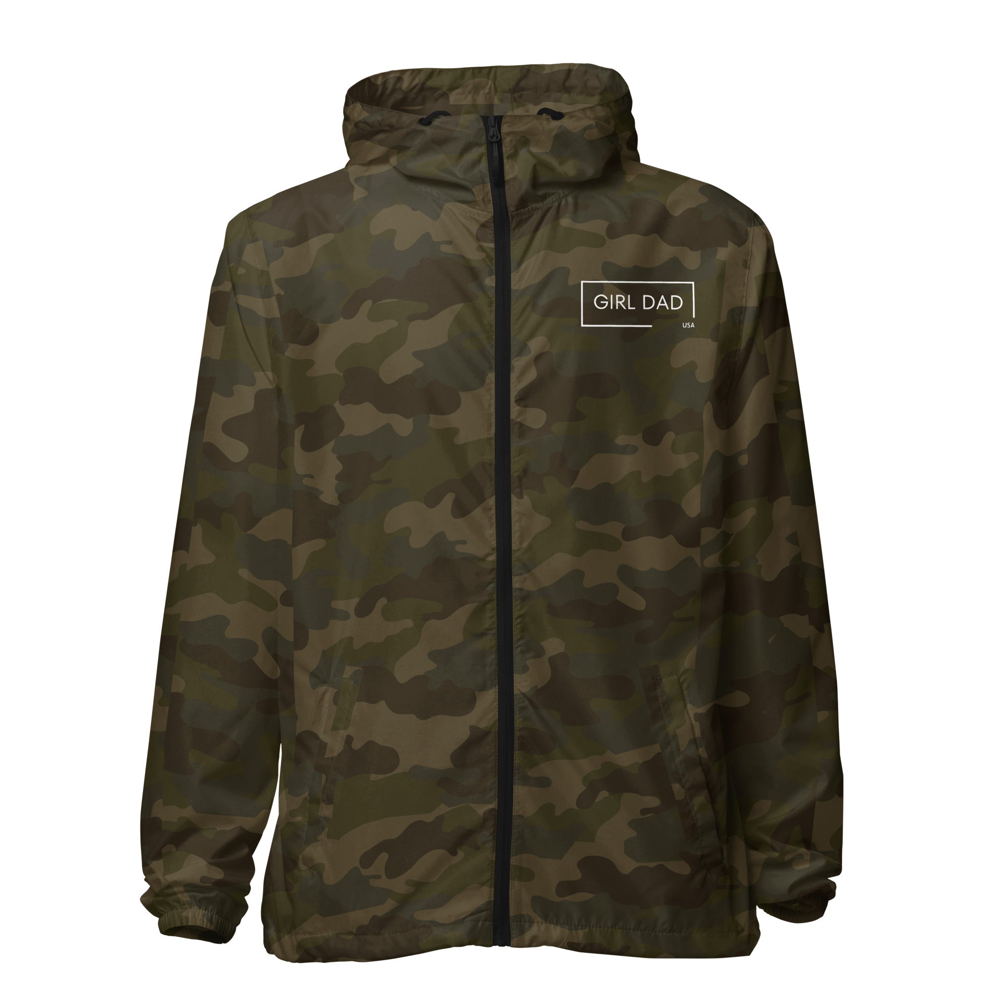 Girl Dad USA - Lightweight Dark Zip Up Windbreaker - Girl Dad USA